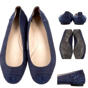 blue denim Chanel ballet flats, (40)